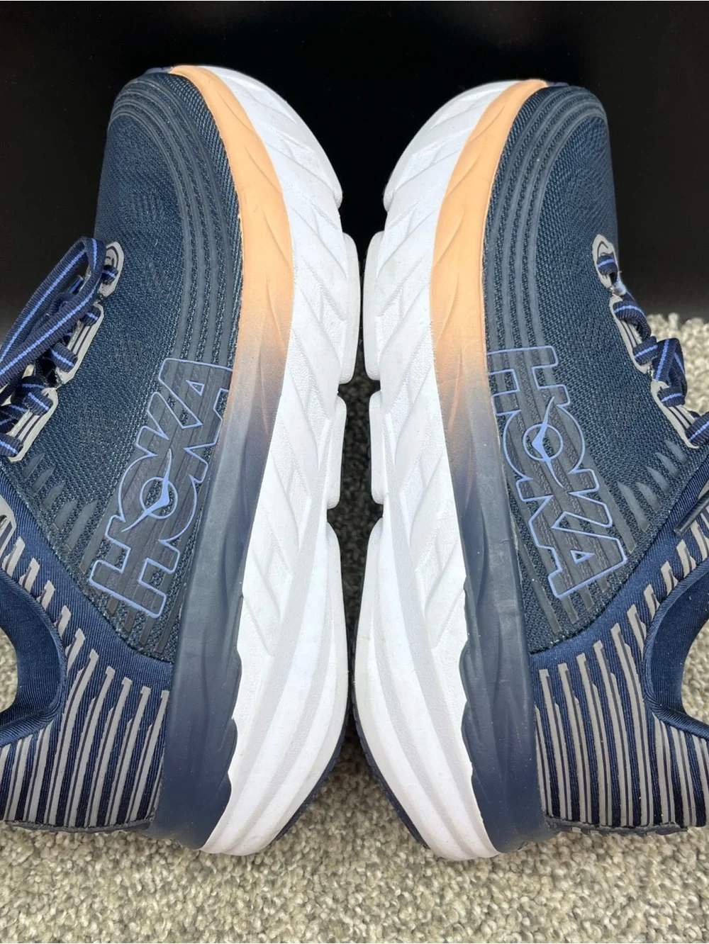 Hoka One One Bondi 6 Women's Size 7 Running Shoes Navy Blue Salmon GREAT